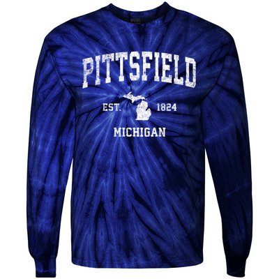 Pittsfield Michigan Mi Vintage Established Athletic Sports Design Tie-Dye Long Sleeve Shirt