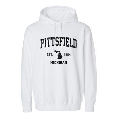 Pittsfield Michigan Mi Vintage Established Athletic Sports Design Garment-Dyed Fleece Hoodie