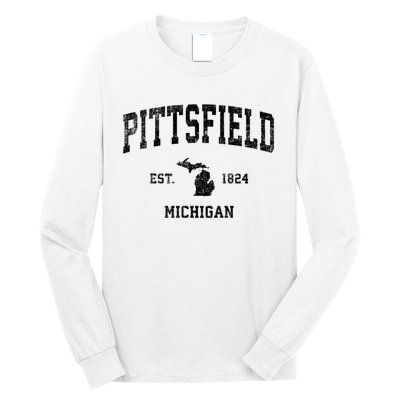 Pittsfield Michigan Mi Vintage Established Athletic Sports Design Long Sleeve Shirt