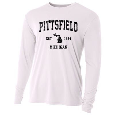 Pittsfield Michigan Mi Vintage Established Athletic Sports Design Cooling Performance Long Sleeve Crew