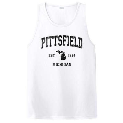 Pittsfield Michigan Mi Vintage Established Athletic Sports Design PosiCharge Competitor Tank