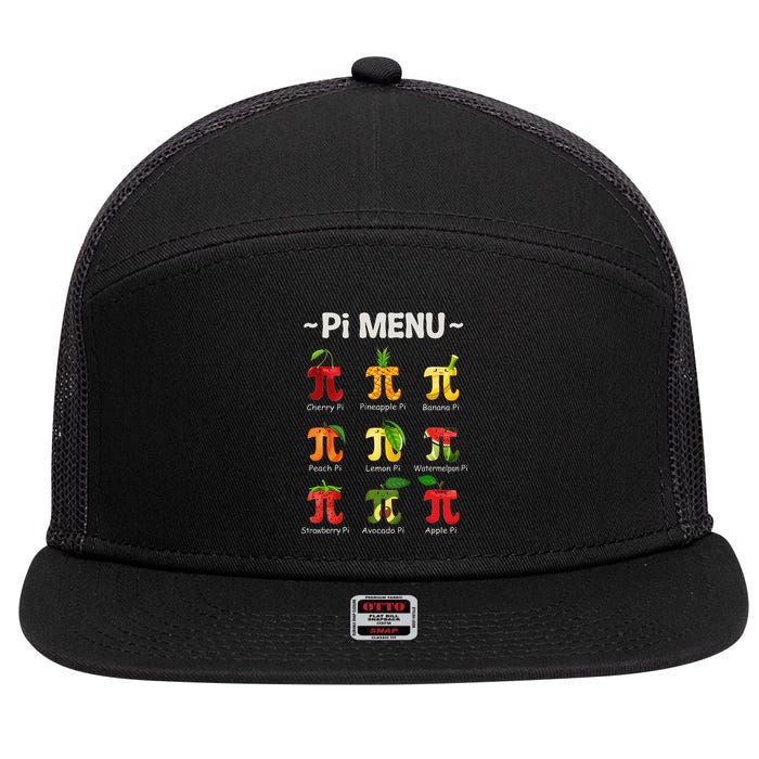 Pie Menu Math Teacher PI Symbol Funny Pi Day Pi 3 7 Panel Mesh Trucker Snapback Hat