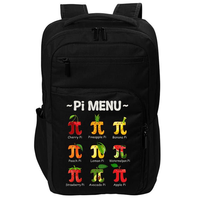 Pie Menu Math Teacher PI Symbol Funny Pi Day Pi 3 Impact Tech Backpack