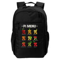 Pie Menu Math Teacher PI Symbol Funny Pi Day Pi 3 Daily Commute Backpack