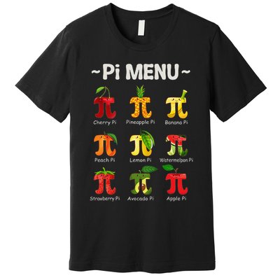 Pie Menu Math Teacher PI Symbol Funny Pi Day Pi 3 Premium T-Shirt