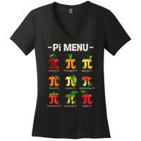 Pie Menu Math Teacher PI Symbol Funny Pi Day Pi 3 Women's V-Neck T-Shirt