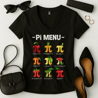 Pie Menu Math Teacher PI Symbol Funny Pi Day Pi 3 Women's V-Neck T-Shirt