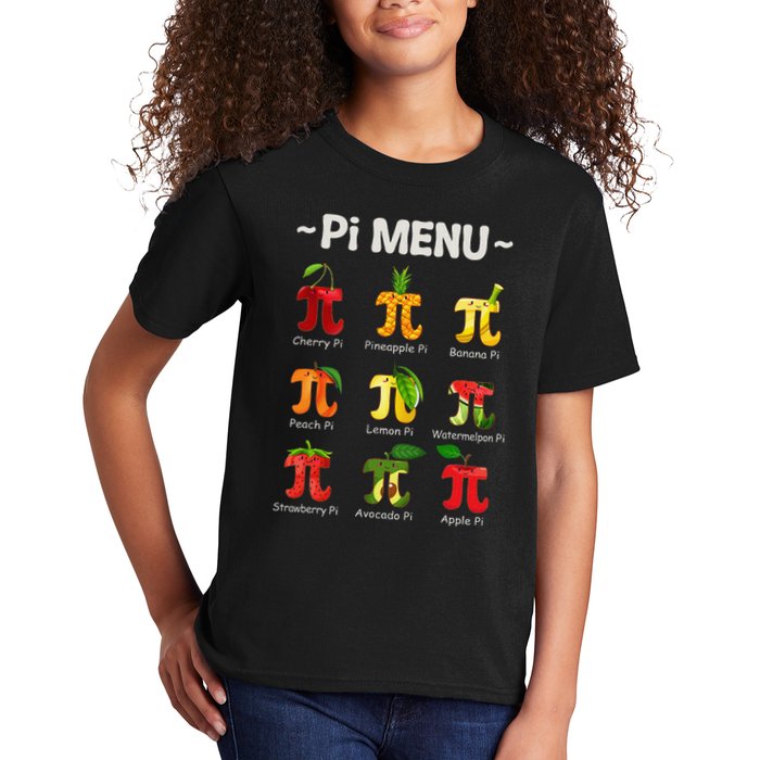 Pie Menu Math Teacher PI Symbol Funny Pi Day Pi 3 Kids T-Shirt