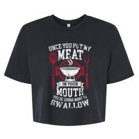 Put My Meat In Your Mouth Funny Sarcastic BBQ Bella+Canvas Jersey Crop Tee