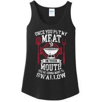 Put My Meat In Your Mouth Funny Sarcastic BBQ Ladies Essential Tank