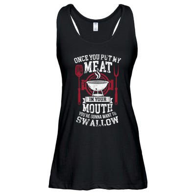 Put My Meat In Your Mouth Funny Sarcastic BBQ Ladies Essential Flowy Tank