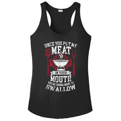 Put My Meat In Your Mouth Funny Sarcastic BBQ Ladies PosiCharge Competitor Racerback Tank