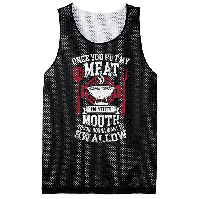 Put My Meat In Your Mouth Funny Sarcastic BBQ Mesh Reversible Basketball Jersey Tank