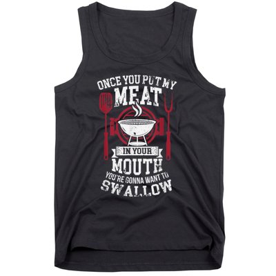 Put My Meat In Your Mouth Funny Sarcastic BBQ Tank Top