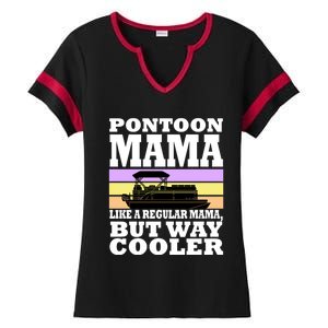 Pontoon Mama Mom Boat Captain Funny Boating Gift Ladies Halftime Notch Neck Tee