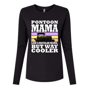 Pontoon Mama Mom Boat Captain Funny Boating Gift Womens Cotton Relaxed Long Sleeve T-Shirt