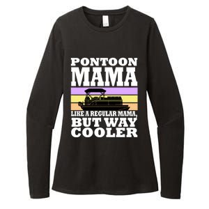 Pontoon Mama Mom Boat Captain Funny Boating Gift Womens CVC Long Sleeve Shirt