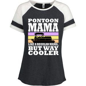 Pontoon Mama Mom Boat Captain Funny Boating Gift Enza Ladies Jersey Colorblock Tee