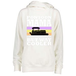 Pontoon Mama Mom Boat Captain Funny Boating Gift Womens Funnel Neck Pullover Hood