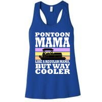 Pontoon Mama Mom Boat Captain Funny Boating Gift Women's Racerback Tank