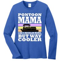 Pontoon Mama Mom Boat Captain Funny Boating Gift Ladies Long Sleeve Shirt