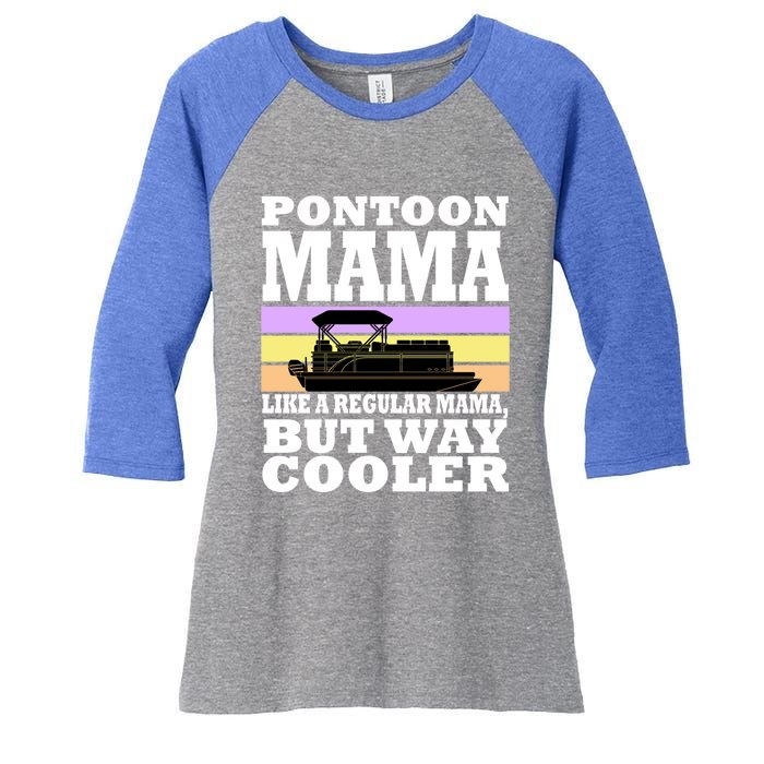 Pontoon Mama Mom Boat Captain Funny Boating Gift Women's Tri-Blend 3/4-Sleeve Raglan Shirt