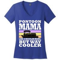 Pontoon Mama Mom Boat Captain Funny Boating Gift Women's V-Neck T-Shirt