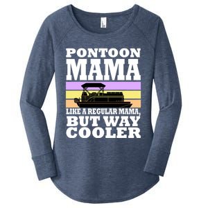 Pontoon Mama Mom Boat Captain Funny Boating Gift Women's Perfect Tri Tunic Long Sleeve Shirt