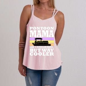 Pontoon Mama Mom Boat Captain Funny Boating Gift Women's Strappy Tank