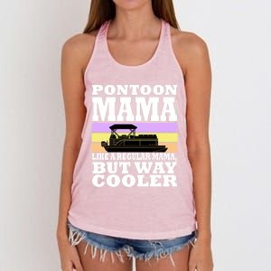 Pontoon Mama Mom Boat Captain Funny Boating Gift Women's Knotted Racerback Tank