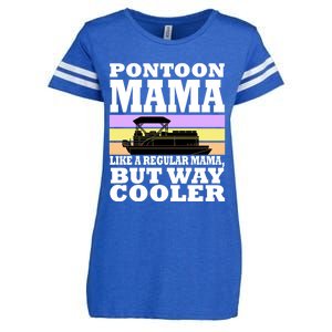 Pontoon Mama Mom Boat Captain Funny Boating Gift Enza Ladies Jersey Football T-Shirt