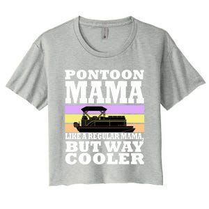 Pontoon Mama Mom Boat Captain Funny Boating Gift Women's Crop Top Tee