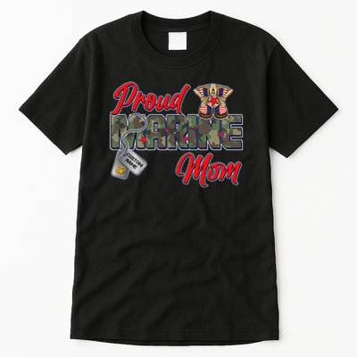Proud Marine Mom Personalize Dog Tags Tall T-Shirt