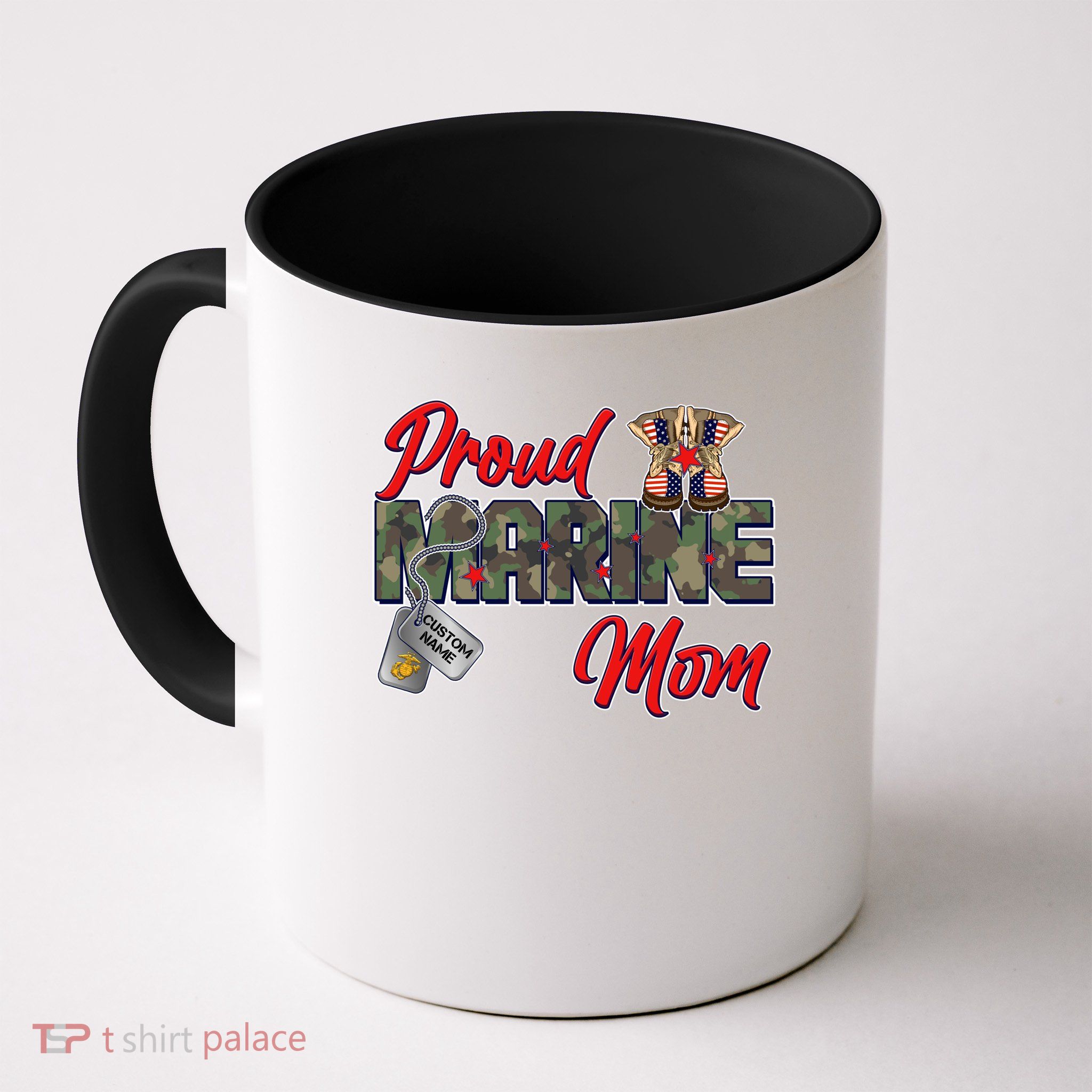 Proud Marine Mom Personalize Dog Tags Mug