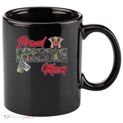 Proud Marine Mom Personalize Dog Tags 11oz C Handle Ceramic Mug