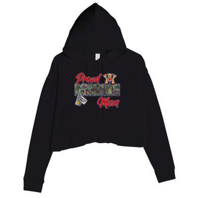 Proud Marine Mom Personalize Dog Tags Crop Fleece Hoodie