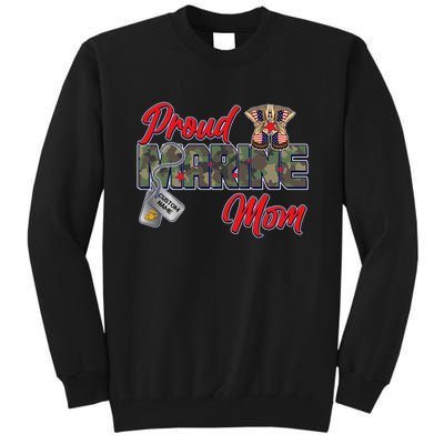 Proud Marine Mom Personalize Dog Tags Tall Sweatshirt