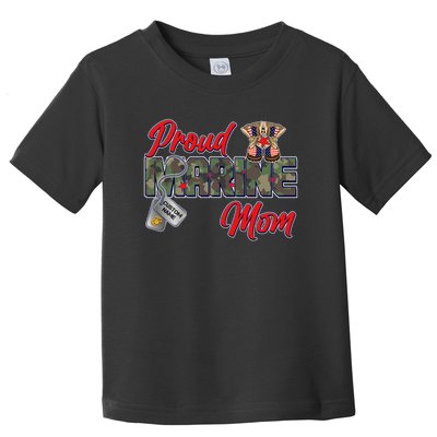 Proud Marine Mom Personalize Dog Tags Toddler T-Shirt