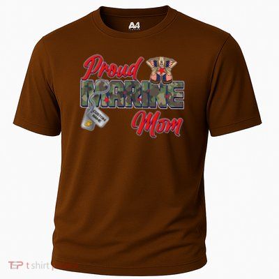 Proud Marine Mom Personalize Dog Tags Performance Shirt