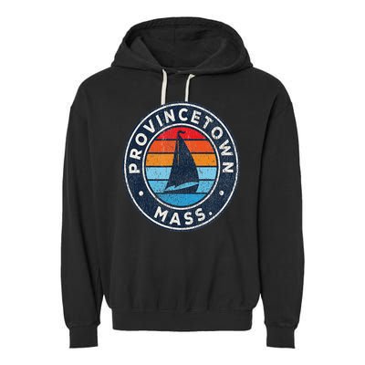 Provincetown Massachusetts Ma Vintage Sailboat Retro 70s Garment-Dyed Fleece Hoodie