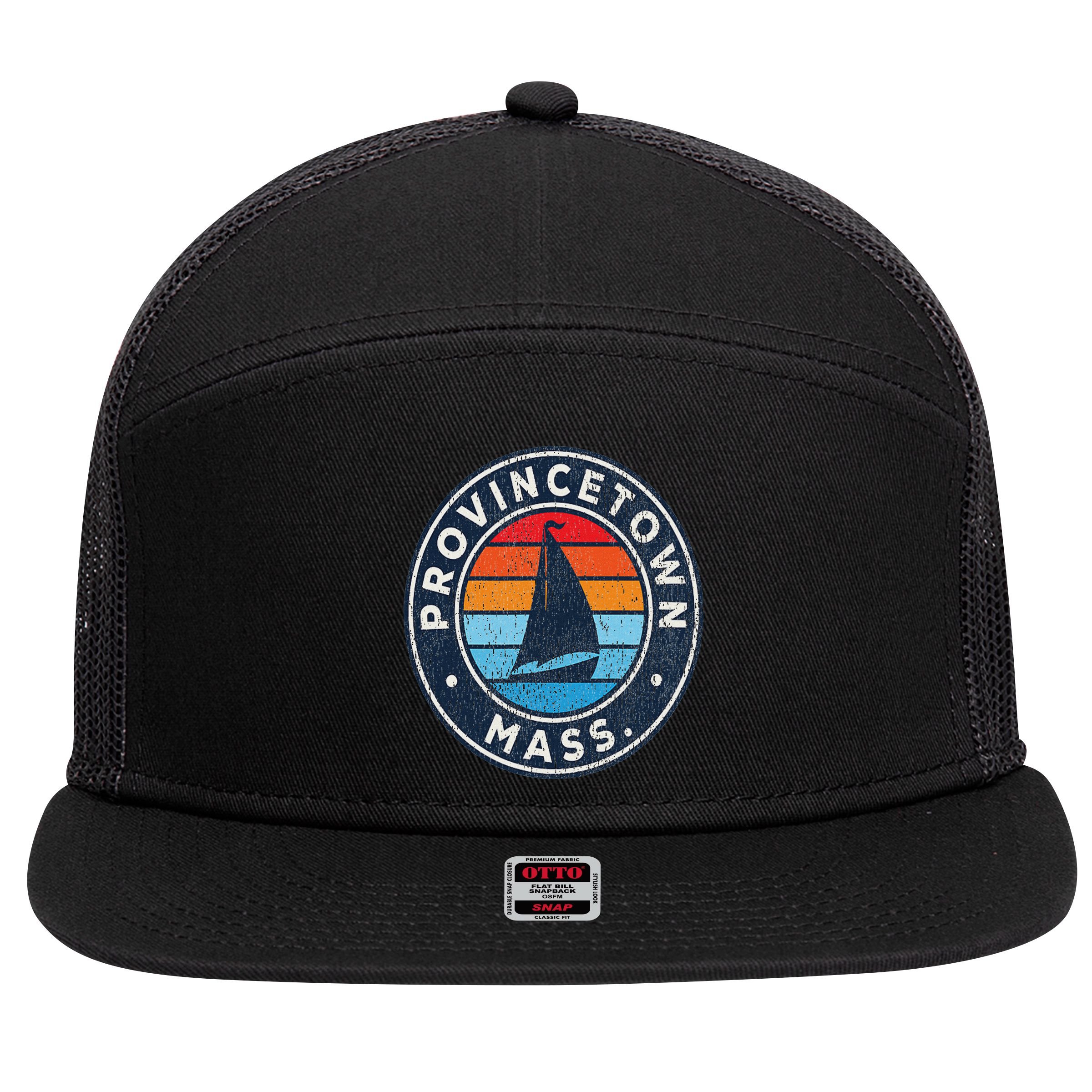 Provincetown Massachusetts Ma Vintage Sailboat Retro 70s 7 Panel Mesh Trucker Snapback Hat