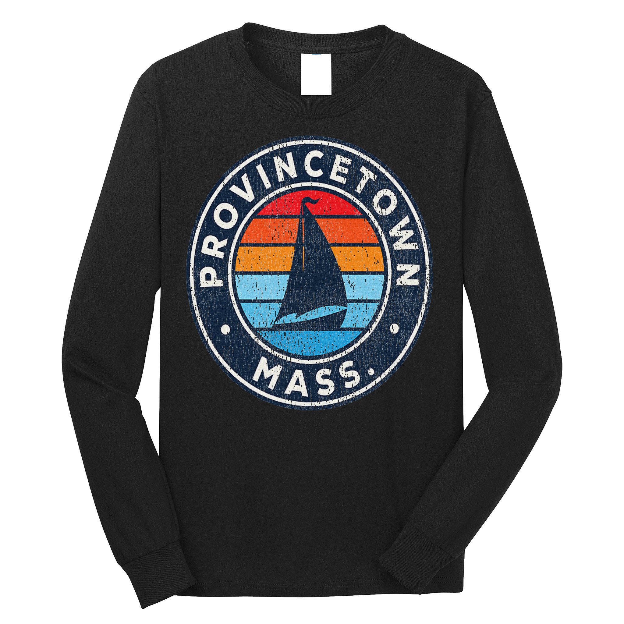 Provincetown Massachusetts Ma Vintage Sailboat Retro 70s Long Sleeve Shirt