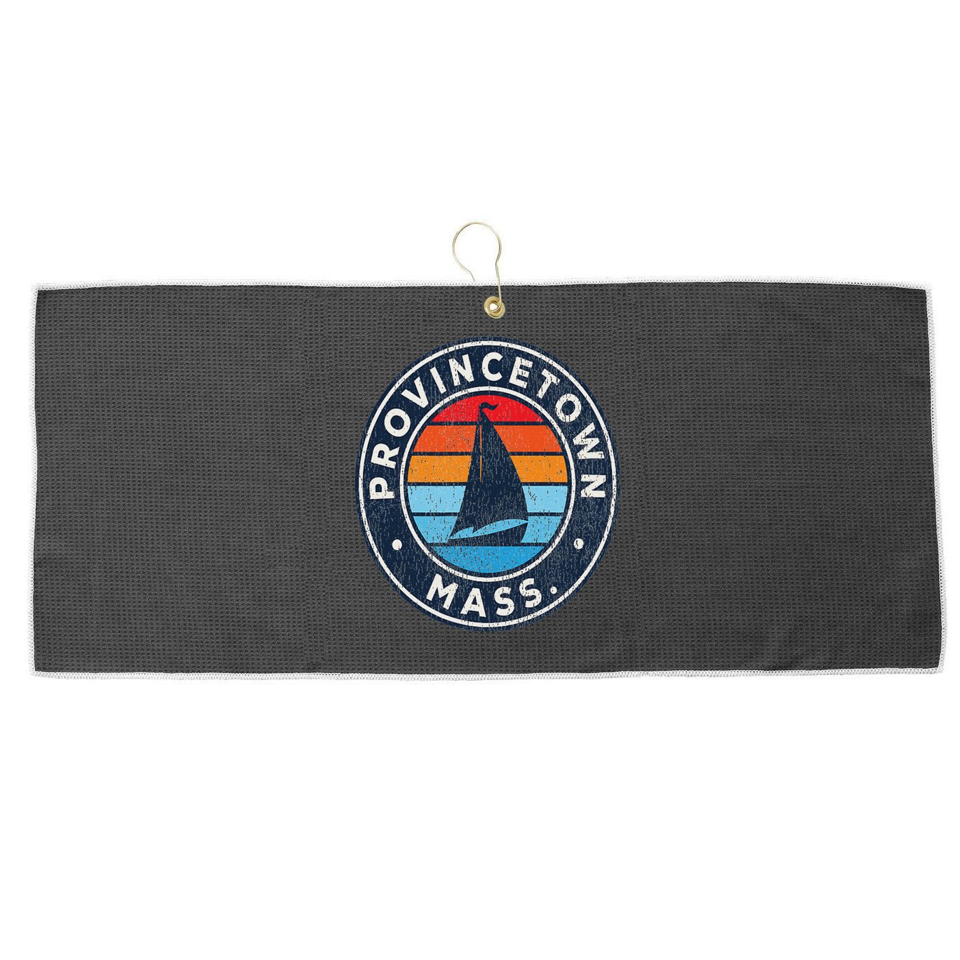 Provincetown Massachusetts Ma Vintage Sailboat Retro 70s Large Microfiber Waffle Golf Towel