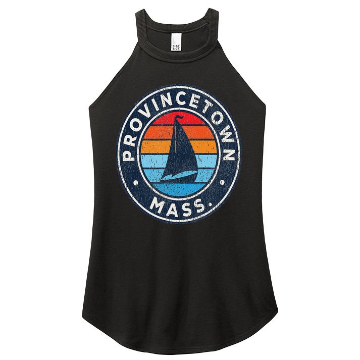 Provincetown Massachusetts Ma Vintage Sailboat Retro 70s Women's Perfect Tri Rocker Tank