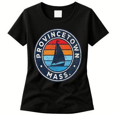 Provincetown Massachusetts Ma Vintage Sailboat Retro 70s Womens T-Shirt