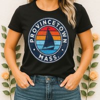 Provincetown Massachusetts Ma Vintage Sailboat Retro 70s Womens T-Shirt