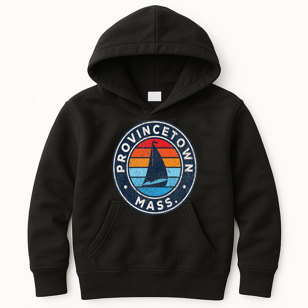 Provincetown Massachusetts Ma Vintage Sailboat Retro 70s Kids Hoodie