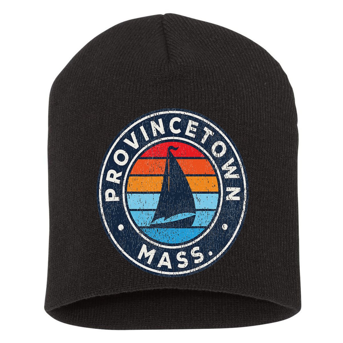 Provincetown Massachusetts Ma Vintage Sailboat Retro 70s Short Acrylic Beanie