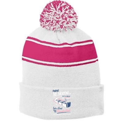 Paging Mr. Morrow Stripe Pom Pom Beanie