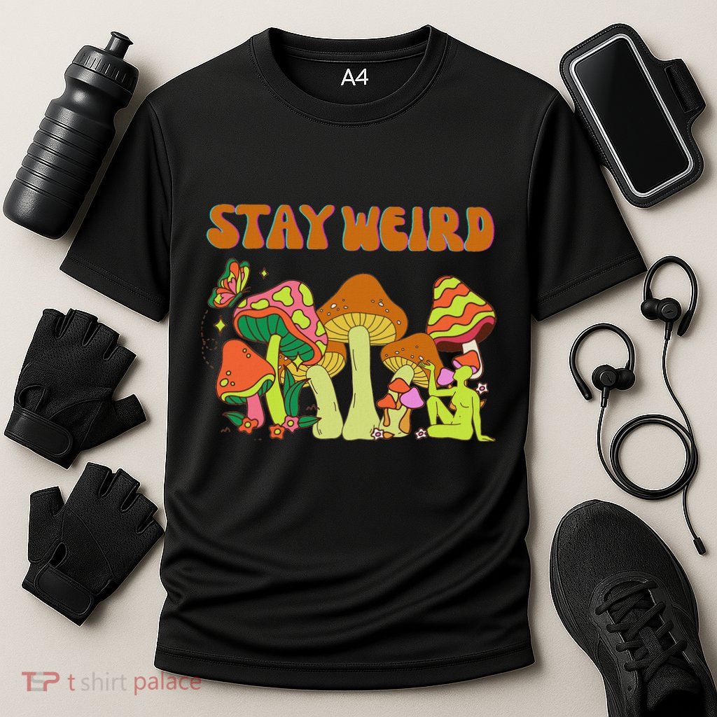 Psychedelic Magic Mushrooms Retro Vintage Stay Weird Performance Shirt